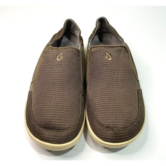 Olukai Men's Nohea Mesh Slip On Casual Loafer Brown With Lime Green Size 7 - Picture 1 of 6